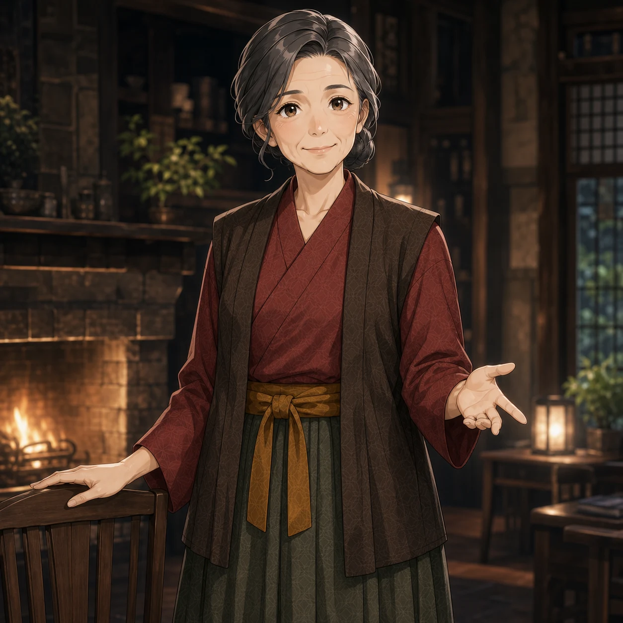 灯りのそばでユキを導く火守のオリエ